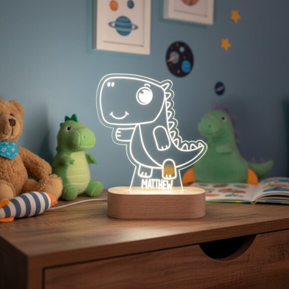 Dinosaur Custom Name Light • Personalized LED Cloud Decor • Kids Gift - Picture 8 of 8